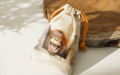 orangutan funny Animal head peeking on white background 3