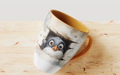 penguin funny Animal head peeking on white background 6