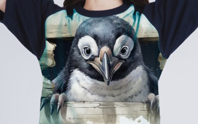 penguin funny Animal head peeking on white background 7