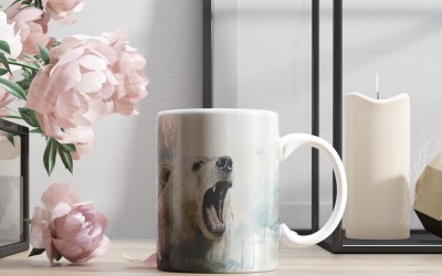 polar bear funny Animal head peeking on white background 1
