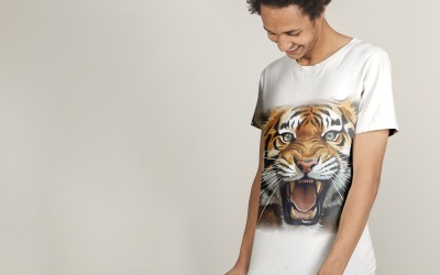 tiger funny Animal head peeking on white background  7