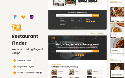 Food Finder – цільова сторінка веб-сайту мобільного додатка V2