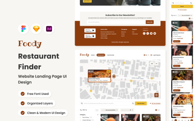 Foody - Restaurant Finder Webbplats målsida V2