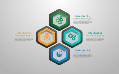 Design de elemento infográfico de estilo polígono vetorial simples de 4 etapas.