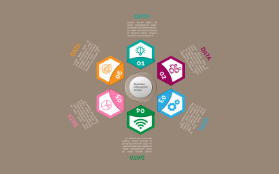 Polygon style six step vector eps infographic design.