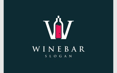 Butelka wina z literą W Logo