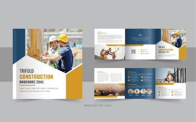 Construction and renovation square trifold brochure template design layout