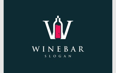 Láhev na pití vína písmeno W Logo