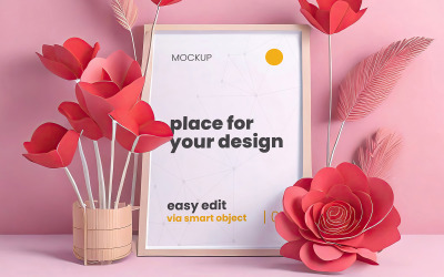 Blomma och växtramar Affischmockups