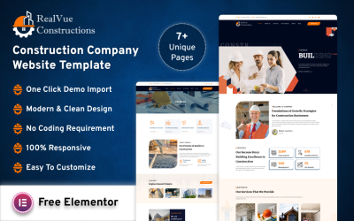 RealVue Construction Company WordPress Elementor-webbplats
