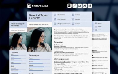 Digital marketing specialist Resume Template | Finish Resume