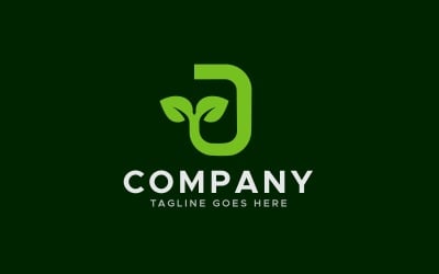 J harfi bahçe tesisi doğa yeşil logo tasarım şablonu