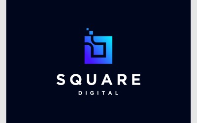 Logo der quadratischen Lösung für digitale Technologie