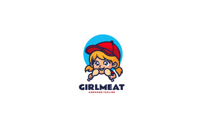 Logo kreskówki maskotka mięsa dziewczyny