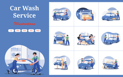 M488_Illustrationen zum Autowaschservice