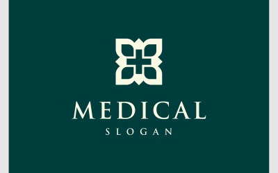 Medizinisches Medizin-Blume-Blatt-Logo