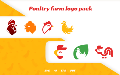 Paquete de plantillas de logotipos de granjas avícolas con personalización del nombre de la empresa