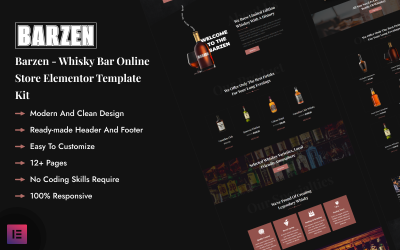 Barzen - Whisky Bar online áruház Elementor sablonkészlet