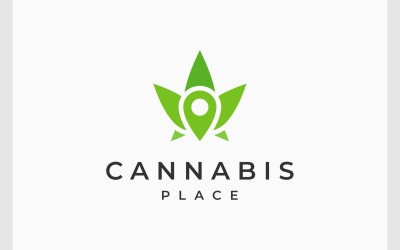 Cannabis-Blatt-Pin-Karte-Standort-Logo