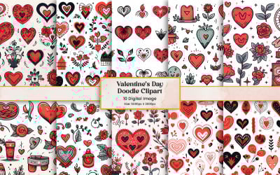 Conjunto de doodle de corazón del día de San Valentín