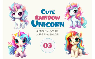 Cute rainbow unicorns 03. TShirt Sticker.
