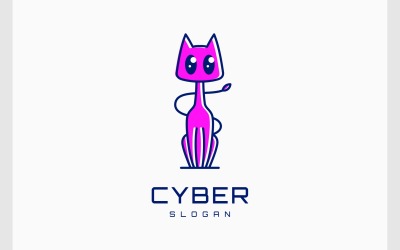 Cyberpunk-Katzenmaskottchen-Logo