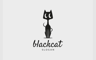 Einfaches Maskottchen-Logo der schwarzen Katze
