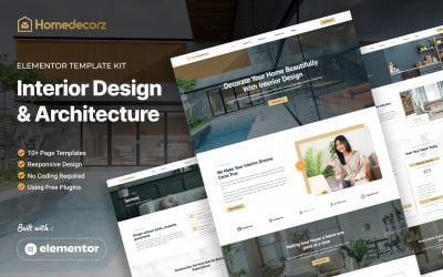Homedecorz - Kit de modelo Elementor de design de interiores e arquitetura