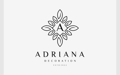 Lettera A Cornice Fiore Foglia Logo