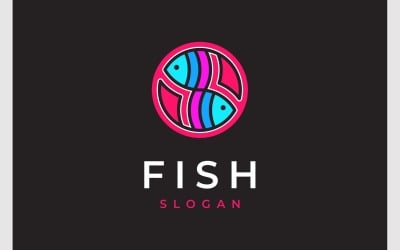 Logotipo creativo de peces de círculo colorido