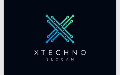 Logotipo De Tecnología De Circuito Letra X