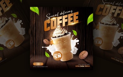 Modèle de médias sociaux de menu de boissons de café