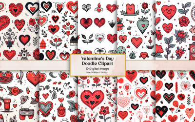 Set van Valentijnsdag hart doodle