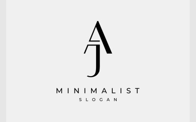 Letra AJ JA Iniciais Logotipo Minimalista