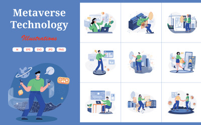 Pacchetto illustrazioni tecnologia M479_Metaverse