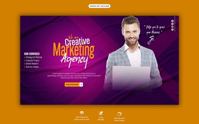 Šablona banneru webu kreativní marketingové agentury