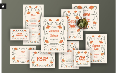 Suite de invitación de boda Art Nouveau