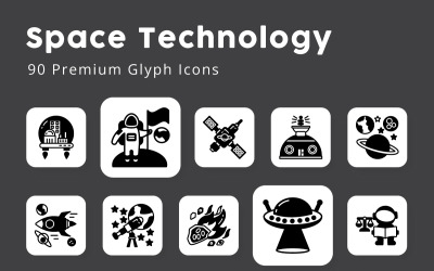 Tecnologia Espacial 90 Ícones de Glifo Premium