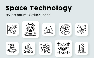 Tecnologia spaziale 90 icone di contorno Premium