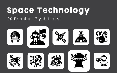 Weltraumtechnologie 90 Premium-Glyphensymbole