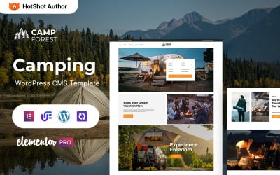 Camp Forest — motyw WordPress Elementor dotyczący kempingu, pieszych wędrówek i przygód