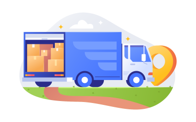 Illustrazione vettoriale di camion di spedizione