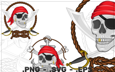 Vector Design Of Pirate Skull With Ropes