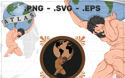 Vector Design Of Titan Atlas With Ribbon And Amphora