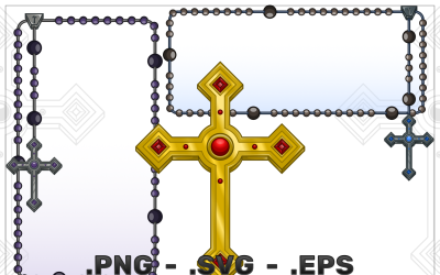 Vector Design Photo Frame With Christian Rosary