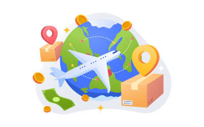 Wereldwijde verzending vectorillustratie