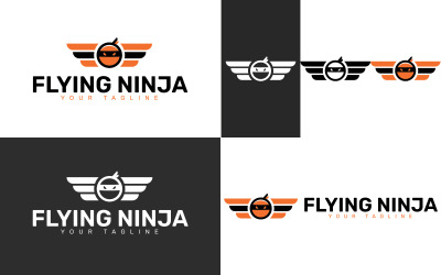 Design de modelo de logotipo Ninja voador