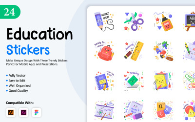 Éducation mignonne, autocollants d’apprentissage
