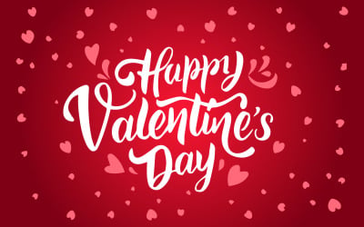 Free Happy Valentines Day lettering with heart background