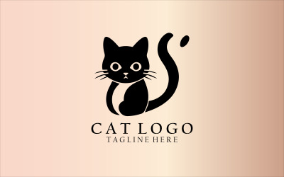 Modèle vectoriel de conception de logo de chat V1